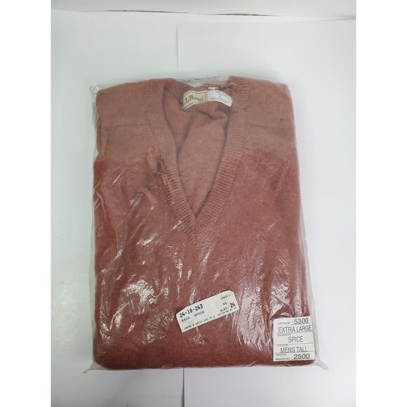 NWT Vintage LL Bean V Neck 100% Lambswool Sweater Pullover Long Sleeve Size XLT - Picture 5 of 8